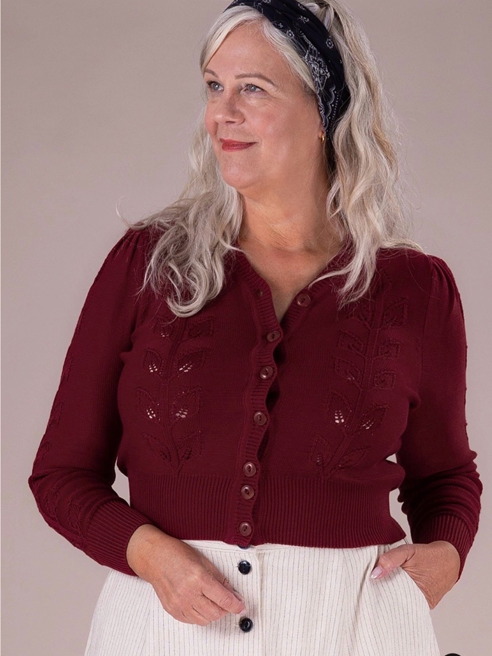 The Susie Q Cardigan in Burgundy in Cotton Modal